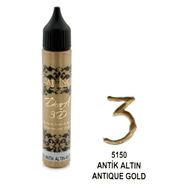 Cadence Antik Altın 3D Boyutlu Boncuk Boya 25 ml