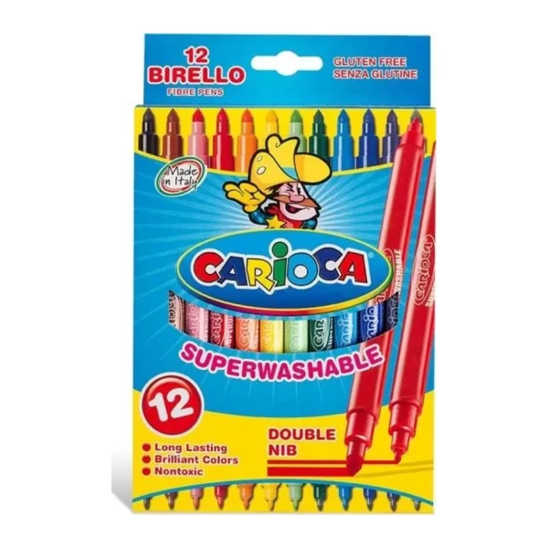 Carioca Birello Süper Yıkanabilir Çift Taraflı 12'li Keçeli Kalem Seti