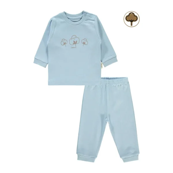 Civil Baby Bebek Organik Pijama Takımı 1-9 Ay Mavi - 1 - 3 Ay