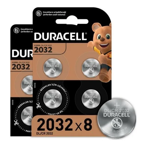 Duracell CR2032 3V 8'li Lityum Düğme Pil