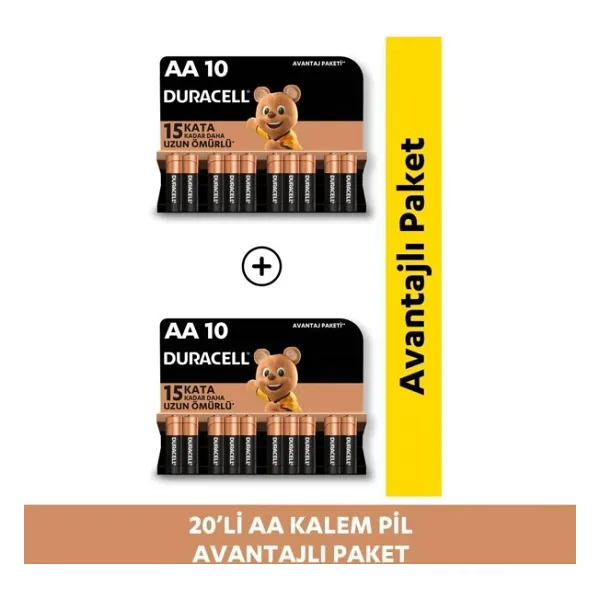 Duracell LR6/MN1500 20'li Alkalin AA Kalem Pil
