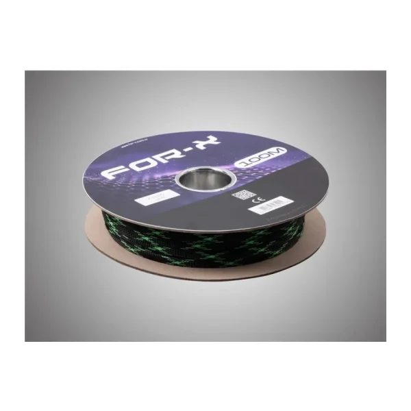 For-X Kablo Çorabı 10MM - For-X 10MM Yeşil Siyah Amfi Kablo Toplayıcı - 1 Metre