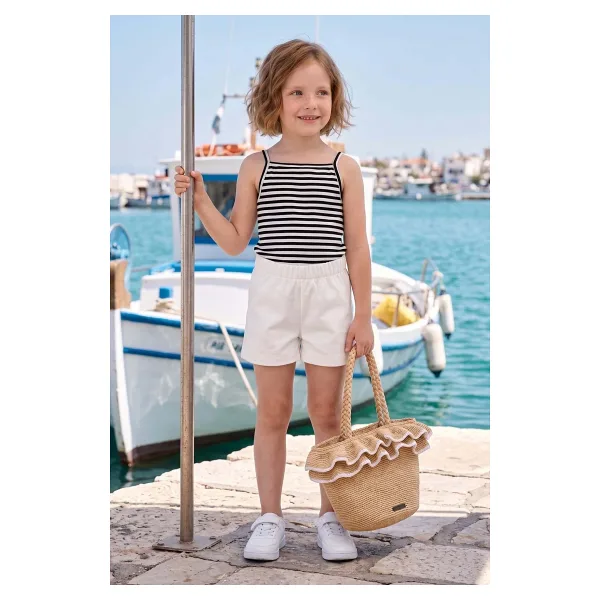 Fulla Moda Basic Beli Lastikli Kız Çocuk Şort