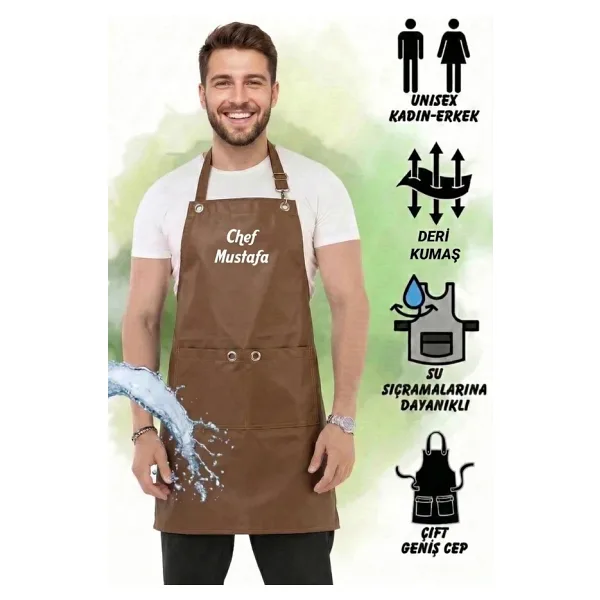 Hawk Era Önlük Kişiye İsme Firmaya Özel Şef Garson Restaurant Kafe Aşçı Mutfak Barista Kuaför Deri iş Önlüğü