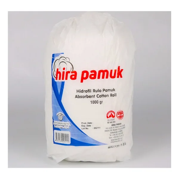 Hira Hidrofil Rulo Pamuk 1000 gr Yüksek Emilim Özelliği ile Hijyenik Temizlik İçin Uygun