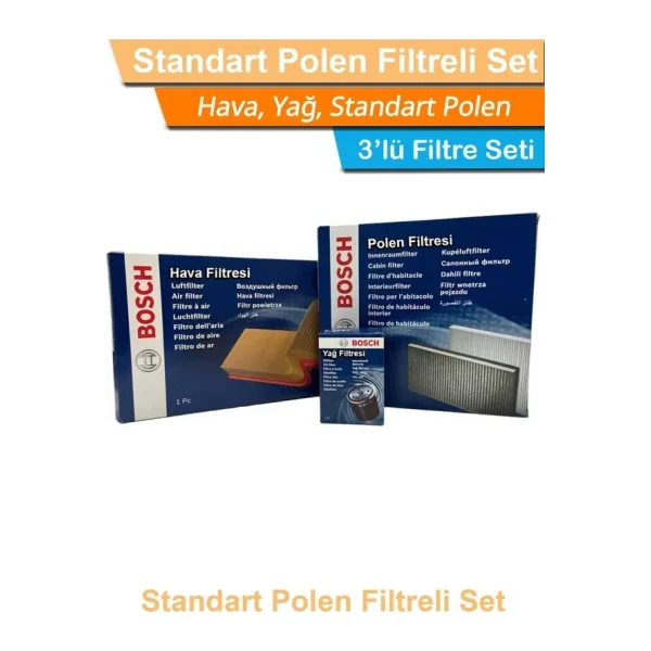Honda Civic FB7 1.6 Bosch Filtre Bakım Seti 2012-2016 Hava+Yağ+Standart-Polen
