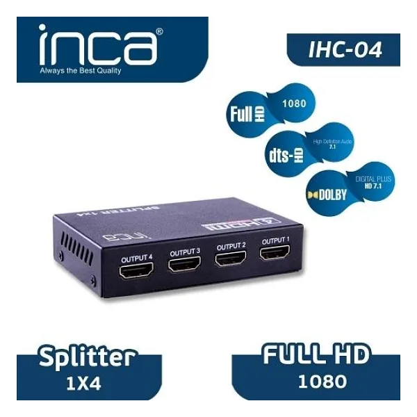 Inca IHC-04 Full HD 1 Giriş 4 Çıkış HDMI Splitter