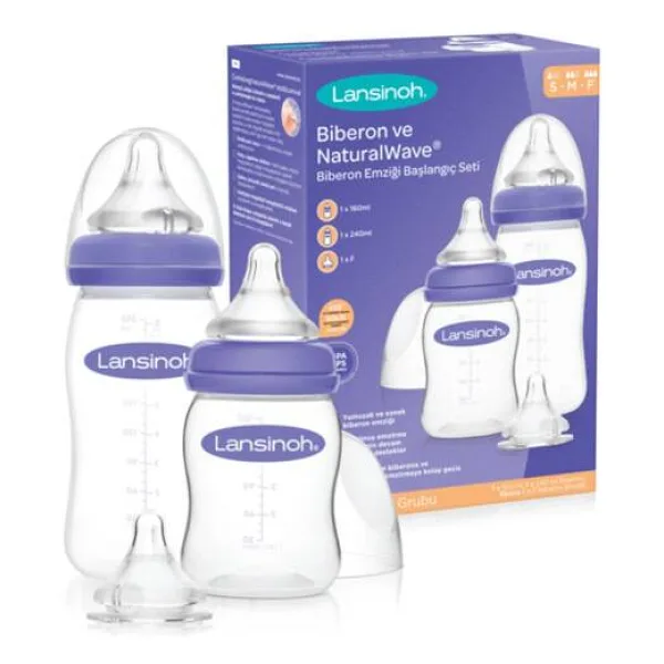 Lansinoh Biberon ve NaturalWave Biberon Emziği Başlangıç Seti