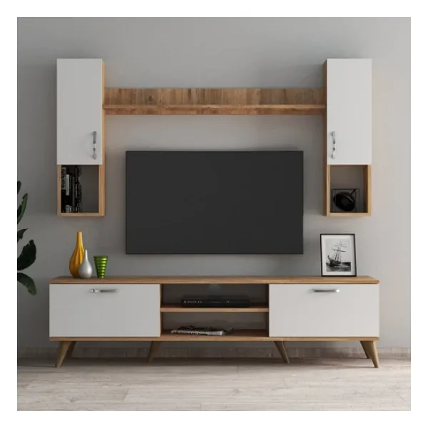 Mega 180 lik Kapaklı Raflı Tv Ünitesi Çam Beyaz - TVU0203
