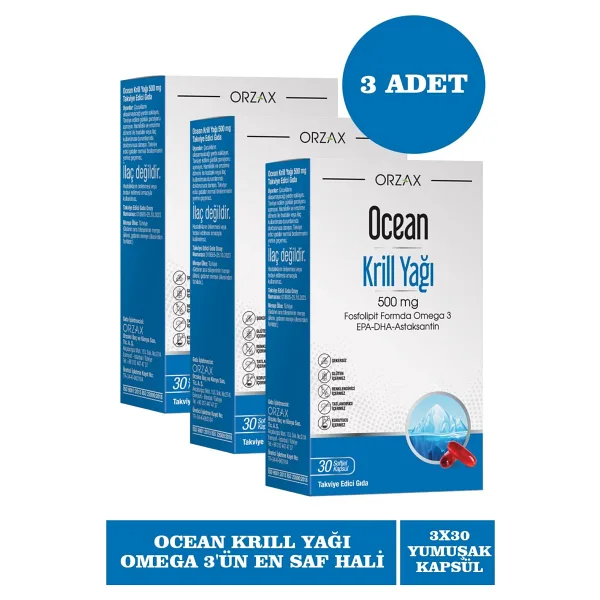 Ocean Krill Oil 500 mg 30 Kapsül 3'lü