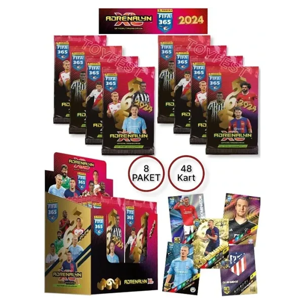Panini Adrenalyn Fifa 365 - 2024 Official Trading Card Futbolcu Kartları Etiketi 8 Paket