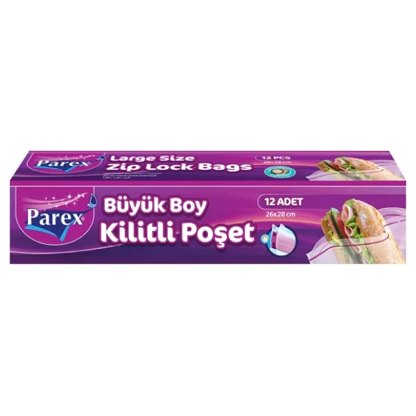 Parex Büyük Boy Kilitli Buzdolabı Poşeti 12'li