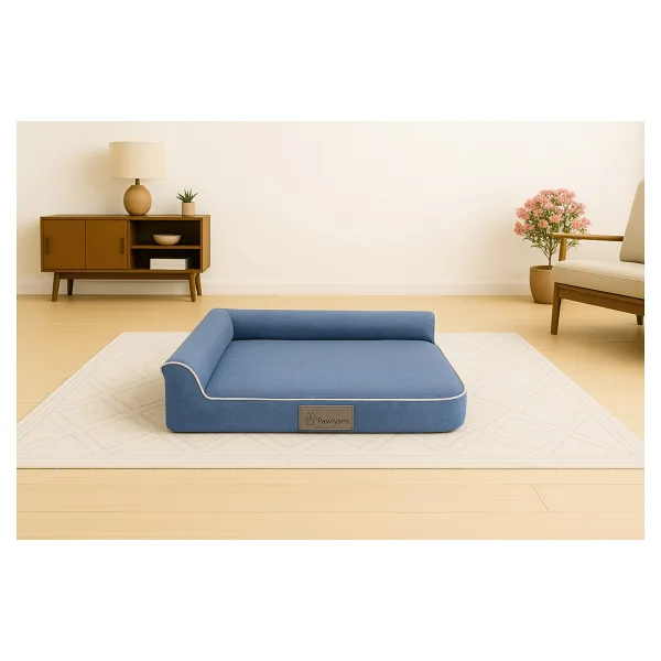 Pawiyans Bolster-L Üst Kalite Köpek Yatağı Süngerli Sıvı Geçirmez Alezli. %100 Elyaflı. 2 Fermuarlı - 57 x 71 cm - Petrol Mavisi
