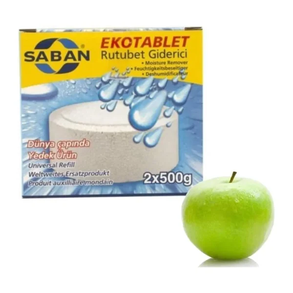 Saban Rutubet Giderici Nem Alıcı Yedek Tablet 2X500 gr - Yeşil Elma Kokulu