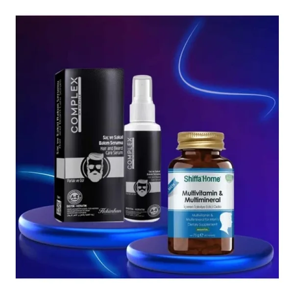 Saç Ve Sakal Bakım Serumu Biotin Ve Keratinli + Erkekler İçin Multivitamin Ve Multimineral 60 Tab
