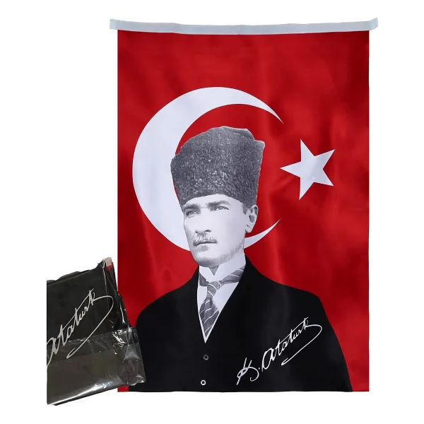 Sina Filamax Türk Bayrağı Atatürk Posterli Saten Kumaş 100 x 150CM