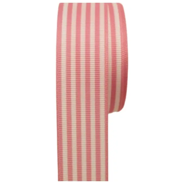 Tafta Çizgi Desen Kurdele 25 mm Pudra 1 Metre