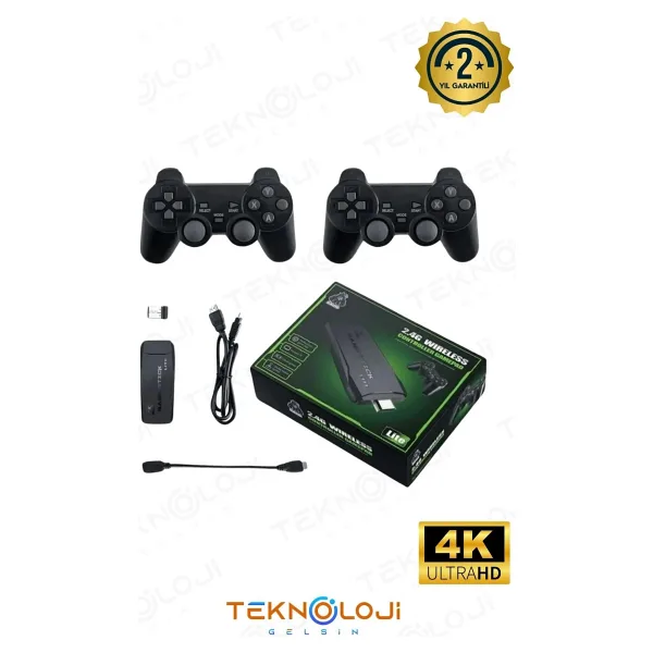Teknoloji Gelsin Gaming Atari 2.4g Uyumlu Kablosuz Çift Kol Atari Retro 20000 Oyun Game Stick