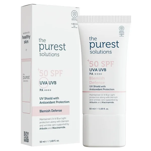 The Purest Solutions Lekeli Ciltler Için Antioksidan Destekli Güneş Kremi, 50+ Spf Uva/uvb Blemi