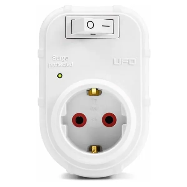 UFO Yeni Tekli Akım Korumalı Anahtarlı Topraklı Priz, Sürekli Koruma, 16A 250V, Max 3500W Aşırı Yük Koruması (Beyaz)