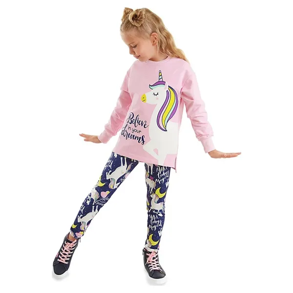 Unicorn Kız Çocuk Sweatshirt Tayt Takım