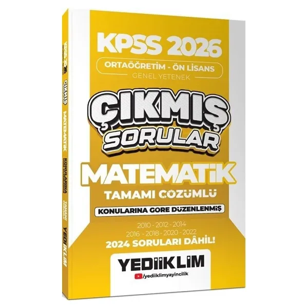 Yediiklim Yayınları 2026 KPSS Ortaöğretim Önlisans Matematik Konularına Göre Çıkmış Sorular