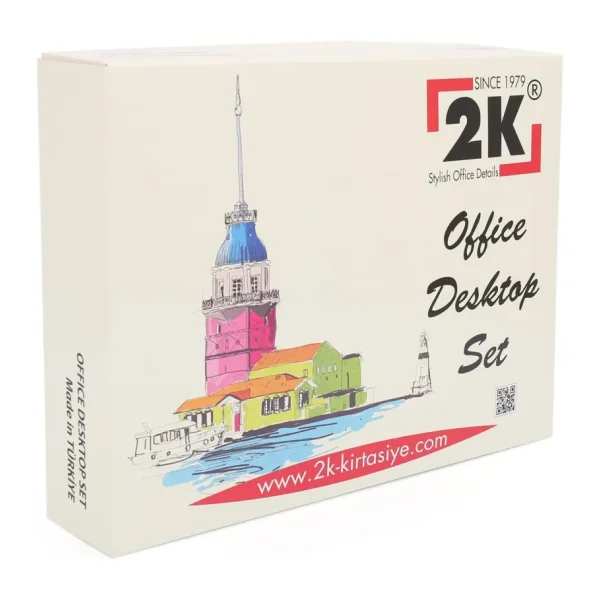 2K Sümen Takımı Masaüstü Suni Deri Hediyelik Set 8 Parça Su Yeşili