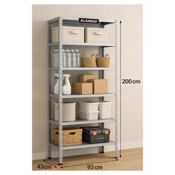 Alanraf 6 Katlı 43X93X200 Cm Galvaniz Çelik Raf - Depo, Arşiv, Kiler, Dosya, Market Rafı , Çelik Dolap