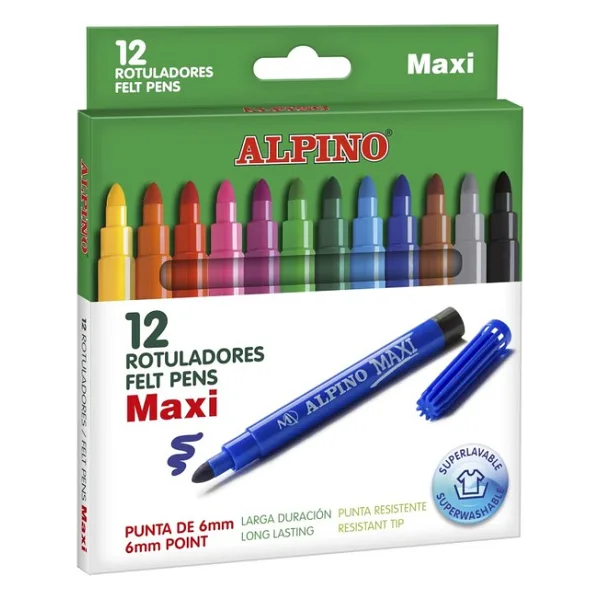 Alpino Keçeli Boya Kalemi 12 Renk Maxi AR-06