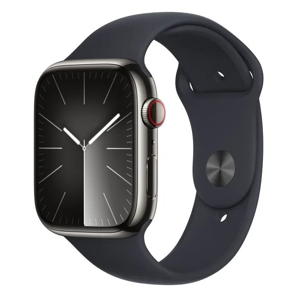 Apple Watch Series 9 GPS + Cellular 45mm Paslanmaz Çelik Kasa Spor Kordon Akıllı Saat
