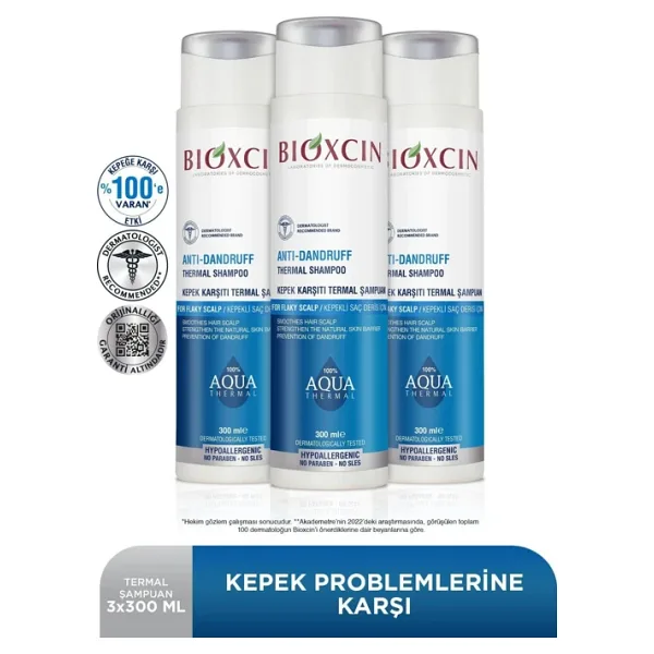 Bioxcin Aqua Thermal Kepeğe Karşı Etkili Şampuan 300 Ml 3 Lü Set