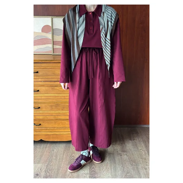 Ceylan Otantik Bordo Süprem Body & Şalvar Pantolon Takım