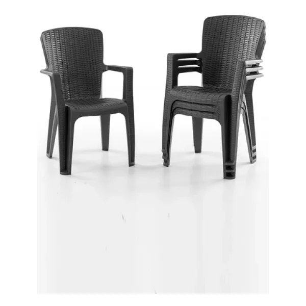 Evdemo Side 4'lü Rattan Sandalye Siyah