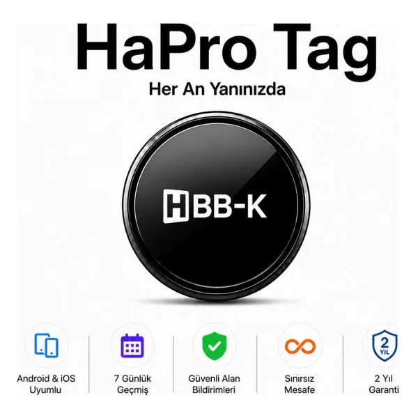 HBB-K Hapro Tag Ios & Android Uyumlu Airtag Akıllı Takip Cihazı(Siyah)