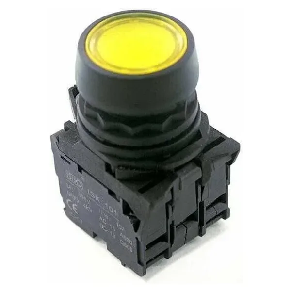 ISP-AW35B5 24V Led Işıklı Yaylı Buton - Sarı