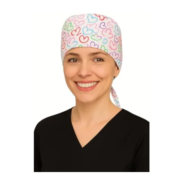 Kalpler Desenli Doktor Hemşire Aşçı Cerrahi Bone Hastane Bone Bandana M010