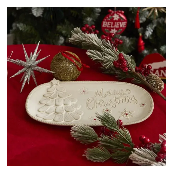 Karaca Home New Year Yılbaşı Merry Christmas Dekoratif Tabak 31x17x3 cm