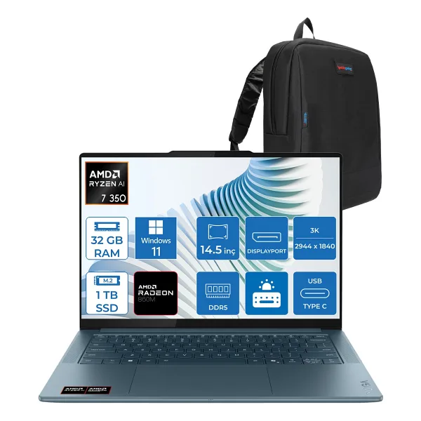 Lenovo Yoga Pro 7 14AKP10 Amd Ryzen Aı 7 350 32GB Ram 1tb SSD 14.5" 3k (2944X1840) OLED 1000NITS WIN11PRO Taşınabilir Bilgisayar YG83KG000GTRP03+ZETTAÇANTA - 1 TB - 32 GB