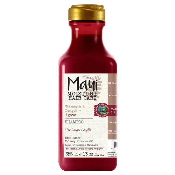 Maui Moisture Nem Dayanımı ve Kırılmayı Önleyici + Nemlendirici Agave Şampuan, Renk İşlem Görmüş veya Kimyasal Hasarlı Saçlar, Vegan, Silikon ve Paraben İçermez Sülfatsız Yüzey Aktif Maddeler, 13 fl o