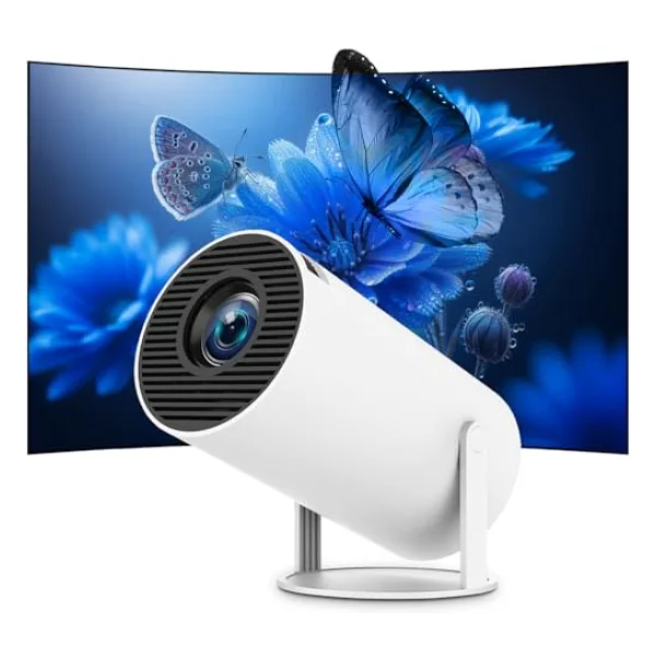 Mini Taşınabilir Projektör 4K 1080P Full HD Android 11 ve Netflix ile uyumlu, WiFi 6, BT 5.0, 180° Dönme, Otomatik Trapez Düzeltmeli Küçük Ev Sineması Projektörü