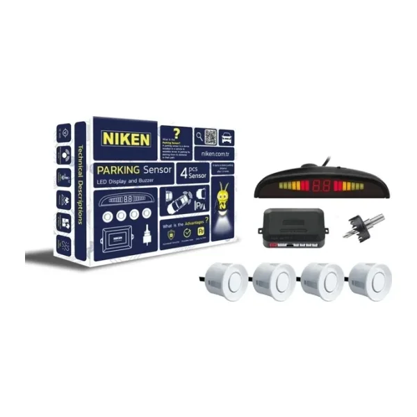 Niken Araç Geri Park Sensörü Led Ekran Türkçe Ses İkazlı Beyaz Göz Niken