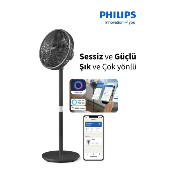 Philips 3000 Serisi Vantilatör Güçlü ve Ultra Sessiz, 19 Db 30 Metreye Kadar Etkili (Telefonla Kontrol)+ Uçucu Lavanta Yağı - Siyah
