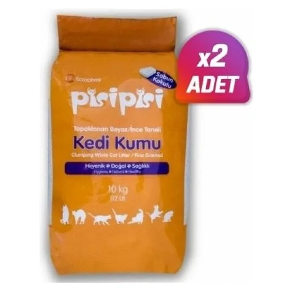 Pisipisi Sabun Kokulu 10 kg / 12 lt 2'li İnce Taneli Bentonit Kedi Kumu
