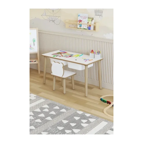 POFİTTO Montessori Çocuk Masası-oyun Masası-aktivite Masası-etkinlik Masası Takımı 1 Panda Sandalye