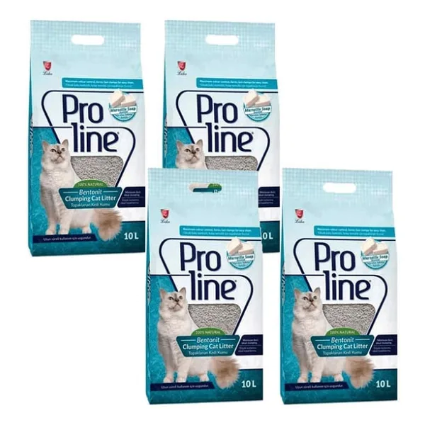 Proline Marsilya Sabunu Kokulu 10 lt 4'lü Bentonit Kedi Kumu