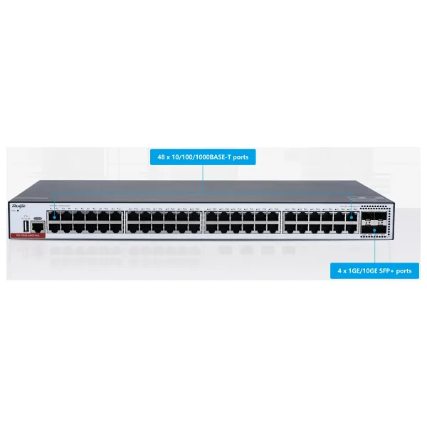 RUIJIE RG-CS83-48GT4XS 48 PORT 10/100/1000 4-PORT 1G/10G LAYER 3 YÖNETİLEBİLİR +CLOUD MANAGED RACK MOUNT SWITCH