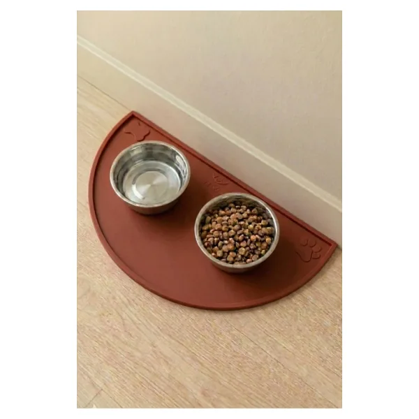 Silikon Mama Matı Havuzlu Yıkanabilir Kaymaz Evcil Hayvan Beslenme Matı Kedi Köpek Paspası 50X25 cm