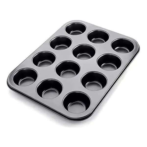 Suwors Muffin ve Cupcake Kalıbı - Yapışmaz Karbon Çelik Fırın Tepsisi, Kek ve Tart Kalıbı (6 Gözlü / 12 Gözlü / 24 Mini Gözlü Seçenekleri) (12 Gözlü)