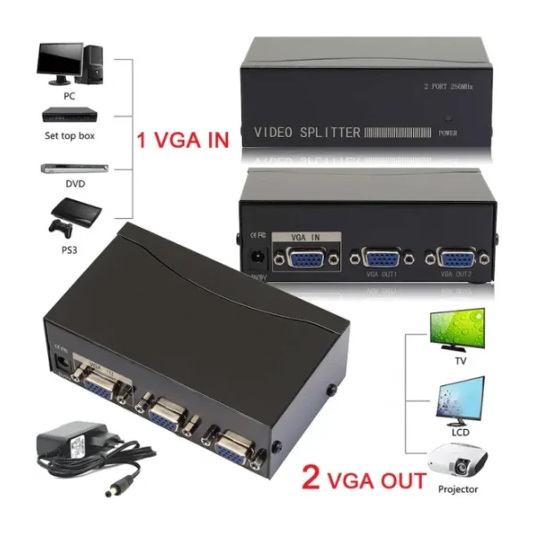 Vga Çoklayıcı Vga Splitter 2 Port Vga Video Splitter 1 İn 2 Out
