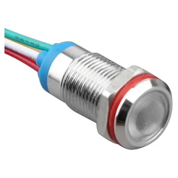WD10L-P2/RG- 10mm 12-24V Kablolu Metal Sinyal Lambası - 2 Renk Katot